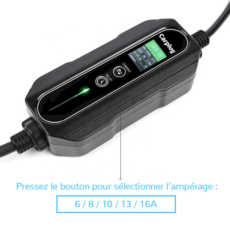 Carplug mobile charger Helectron S216 - 12m - 6 to 16A – Type 2 – 3.7kW –  Domestic plug - Carplug